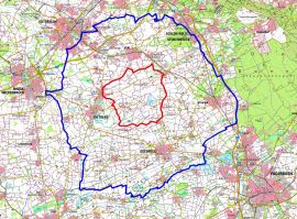 Die Karte zeigt die Sperrgebiete und Beobachtungsgebiete der Kreise Gütersloh und Paderborn